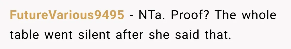 Daughter Calls Out Stepmom At Dinner After She Tries To Erase Her Late Mom’s Memory FutureVarious9495 − NTa. Proof? The whole table went silent after she said that.
