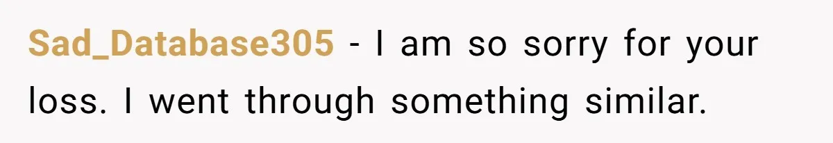 Sad_Database305 − I am so sorry for your loss. I went through something similar.