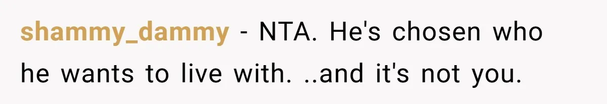 shammy_dammy − NTA. He's chosen who he wants to live with. ..and it's not you.