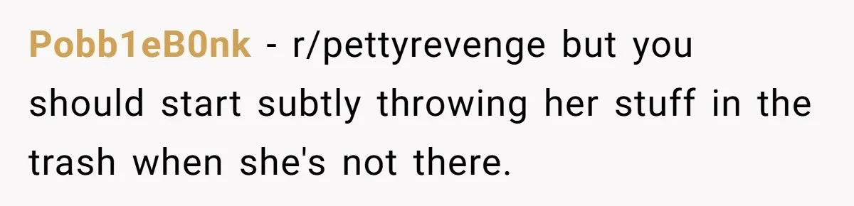 Daughter Takes Mom’s Belongings From Trash After Stepmom Tries To Throw Them Away Pobb1eB0nk − r/pettyrevenge but you should start subtly throwing her stuff in the trash when she's not there.