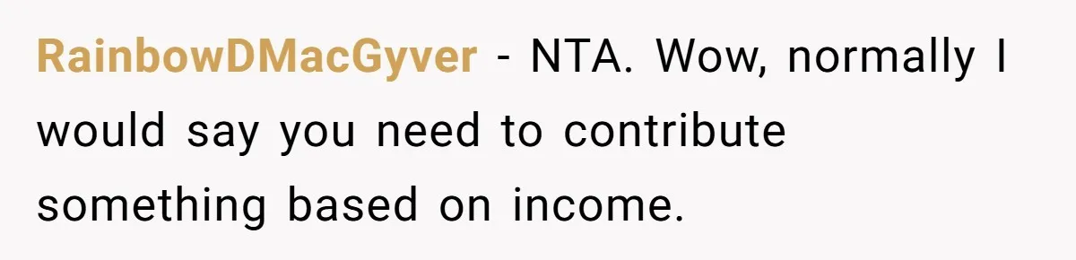RainbowDMacGyver − NTA. Wow, normally I would say you need to contribute something based on income.