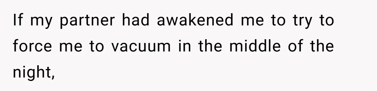 If my partner had awakened me to try to force me to vacuum in the middle of the night,