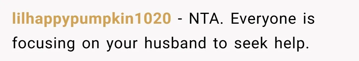 lilhappypumpkin1020 − NTA. Everyone is focusing on your husband to seek help.