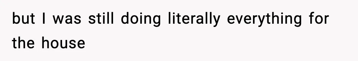 but I was still doing literally everything for the house