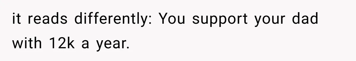 Man Gives Dad $1,000 A Month Despite Wife’s Objections, Faces Accusations Of Guilt-Tripping it reads differently: You support your dad with 12k a year.