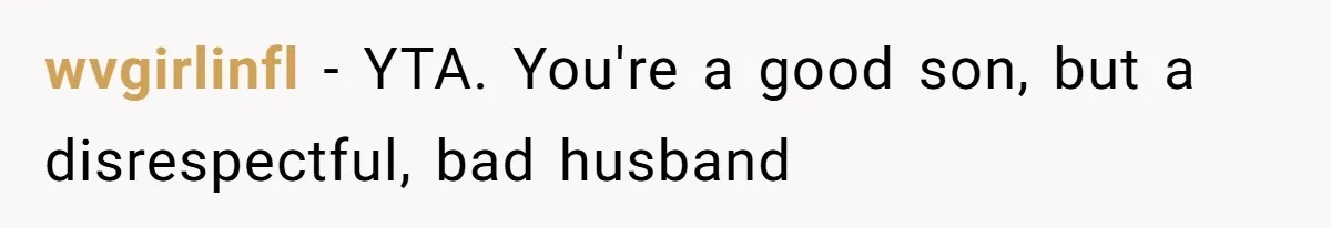 Man Gives Dad $1,000 A Month Despite Wife’s Objections, Faces Accusations Of Guilt-Tripping wvgirlinfl − YTA. You're a good son, but a disrespectful, bad husband