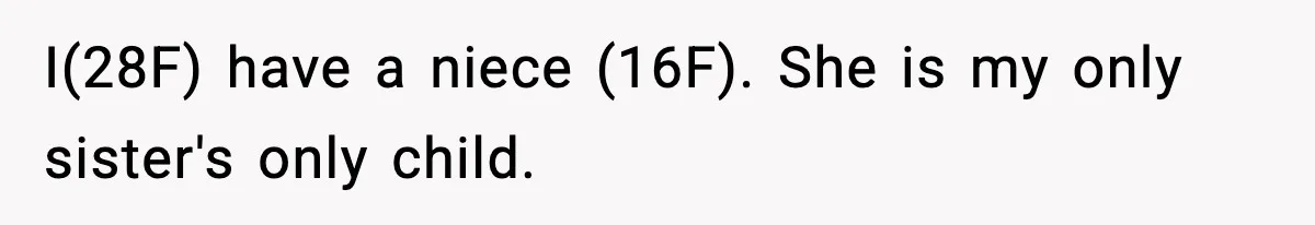 I(28F) have a niece (16F). She is my only sister's only child.