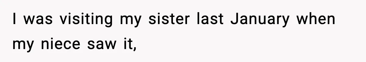 I was visiting my sister last January when my niece saw it,