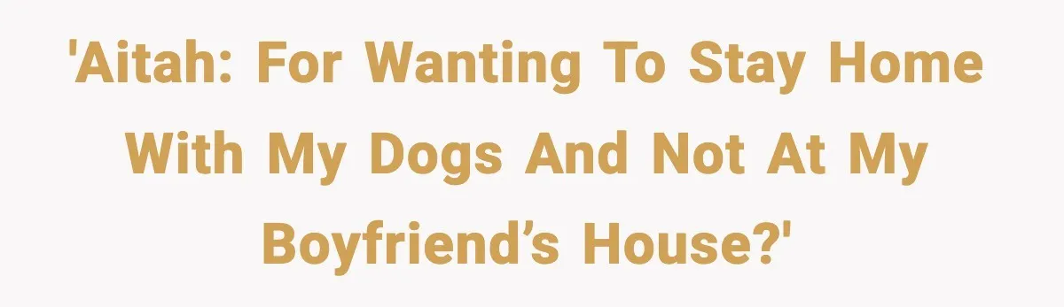'AITAH: For Wanting to Stay Home with My Dogs and Not at My Boyfriend’s House?'