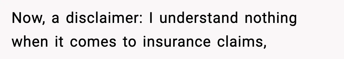 Now, a disclaimer: I understand nothing when it comes to insurance claims,
