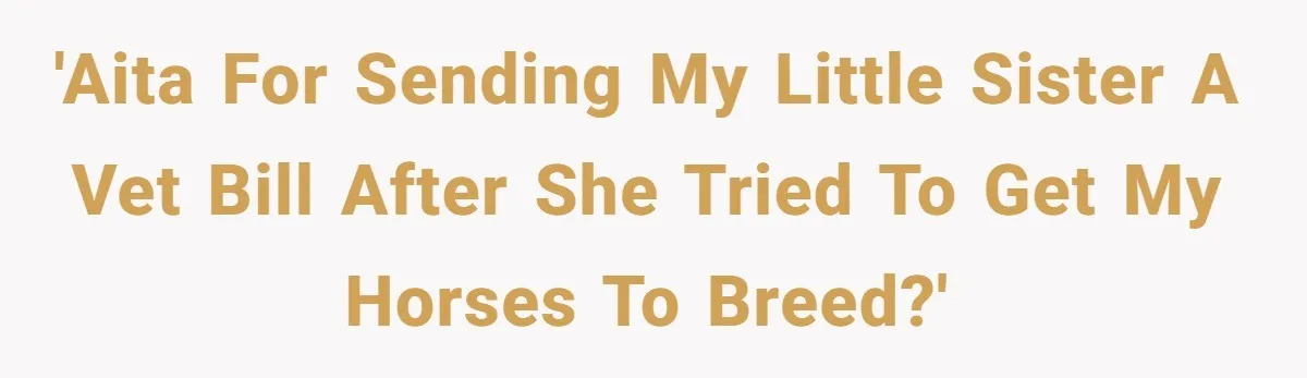 Horse Breeder Sends Little Sister Vet Bill After She Tried To Breed Stallion Without Permission 'AITA for sending my little sister a vet bill after she tried to get my horses to breed?'