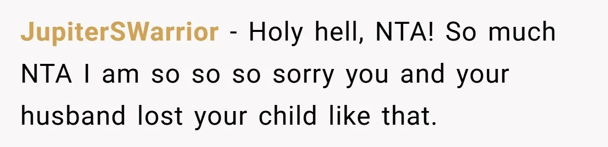 Family Calls This Man “Dangerous” After A Breakdown, Then Blames His Wife For Choosing Him JupiterSWarrior − Holy hell, NTA! So much NTA I am so so so sorry you and your husband lost your child like that.