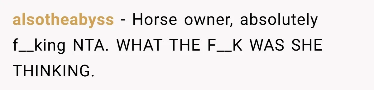 Horse Breeder Sends Little Sister Vet Bill After She Tried To Breed Stallion Without Permission alsotheabyss − Horse owner, absolutely f__king NTA. WHAT THE F__K WAS SHE THINKING.
