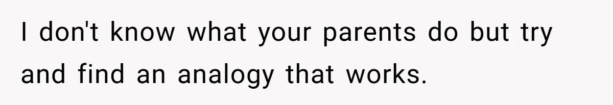 Horse Breeder Sends Little Sister Vet Bill After She Tried To Breed Stallion Without Permission I don't know what your parents do but try and find an analogy that works.