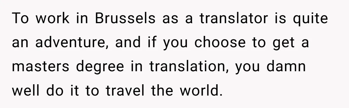 To work in Brussels as a translator is quite an adventure, and if you choose to get a masters degree in translation, you damn well do it to travel the...