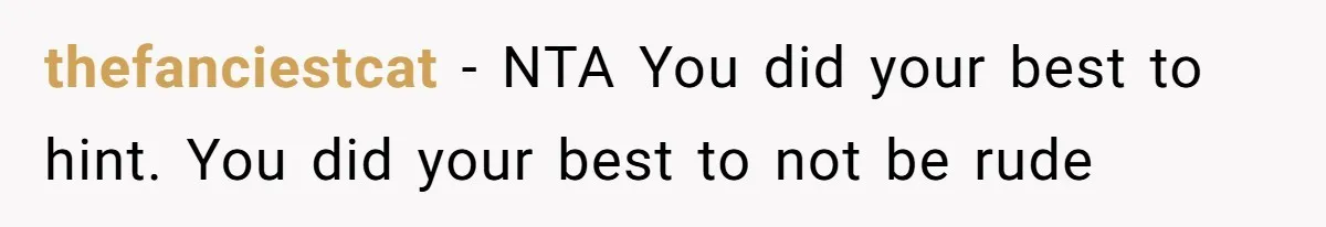 thefanciestcat − NTA You did your best to hint. You did your best to not be rude