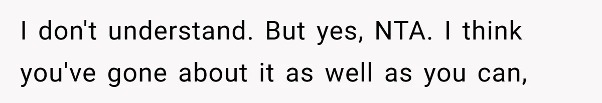 I don't understand. But yes, NTA. I think you've gone about it as well as you can,
