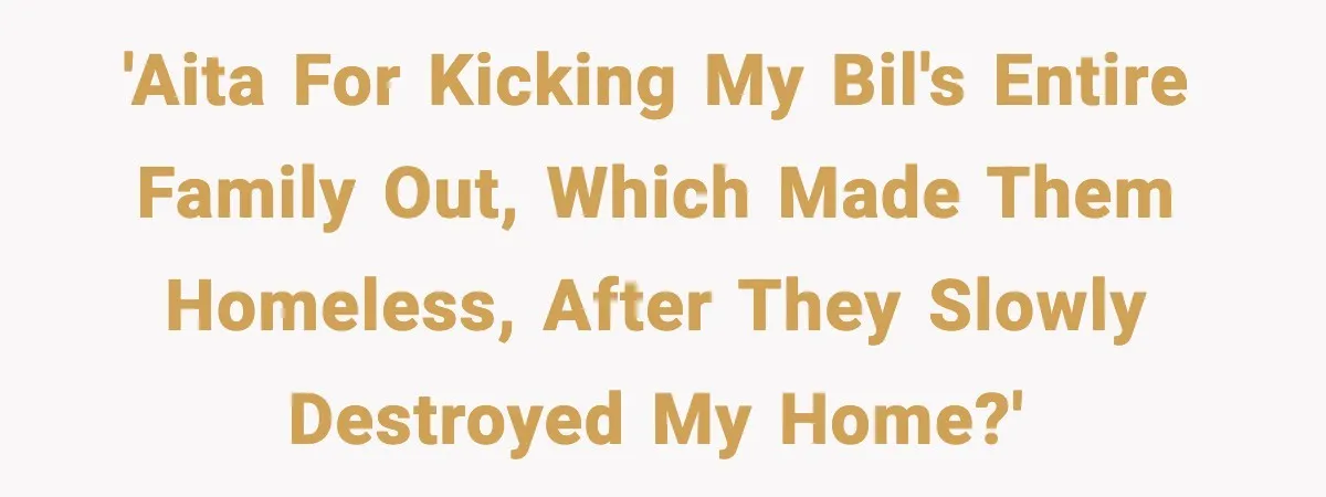 'AITA for kicking my BIL's entire family out, which made them homeless, after they slowly destroyed my home?'