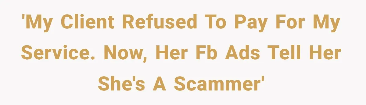'My client refused to pay for my service. Now, her FB ads tell her she's a scammer'