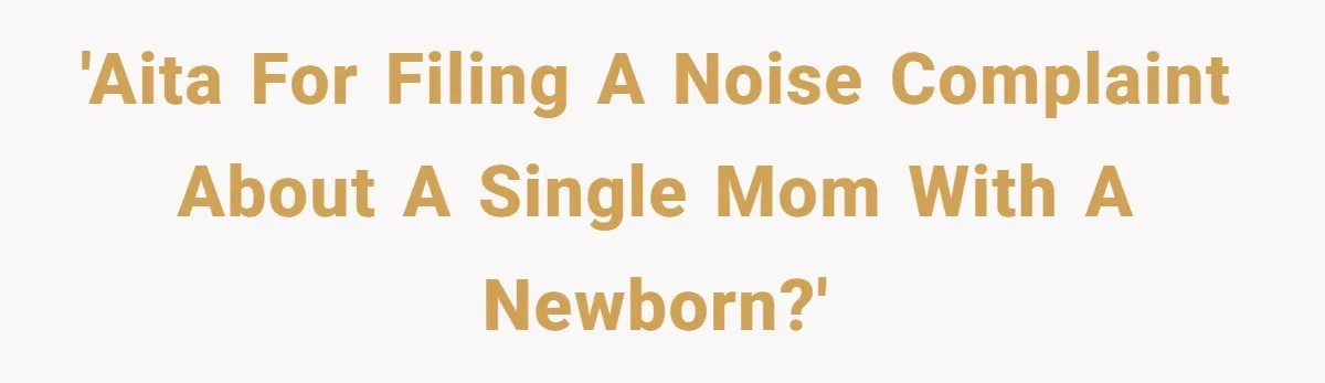 Doctor Files Noise Complaint Against New Mom Neighbor After Losing Sleep And Nearly Risking Her Career 'AITA for filing a noise complaint about a single mom with a newborn?'