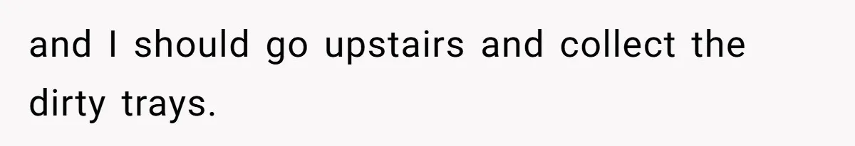 and I should go upstairs and collect the dirty trays.