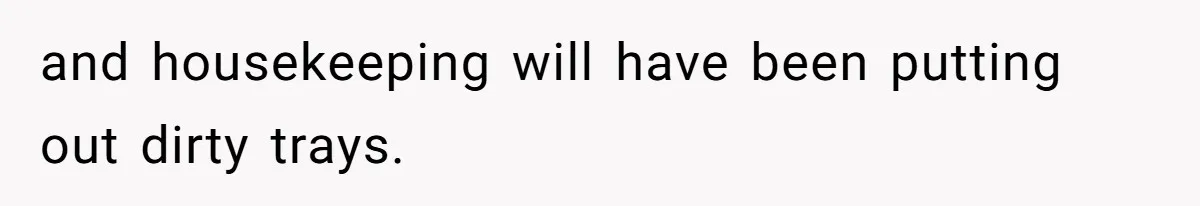 and housekeeping will have been putting out dirty trays.