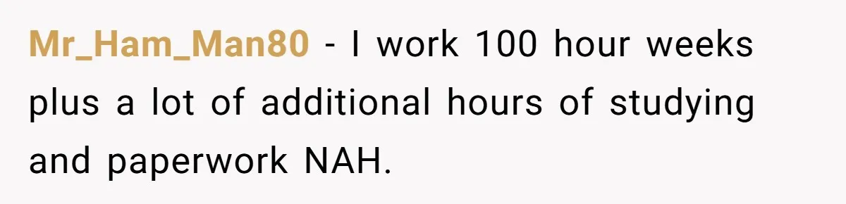 Doctor Files Noise Complaint Against New Mom Neighbor After Losing Sleep And Nearly Risking Her Career Mr_Ham_Man80 − I work 100 hour weeks plus a lot of additional hours of studying and paperwork NAH.