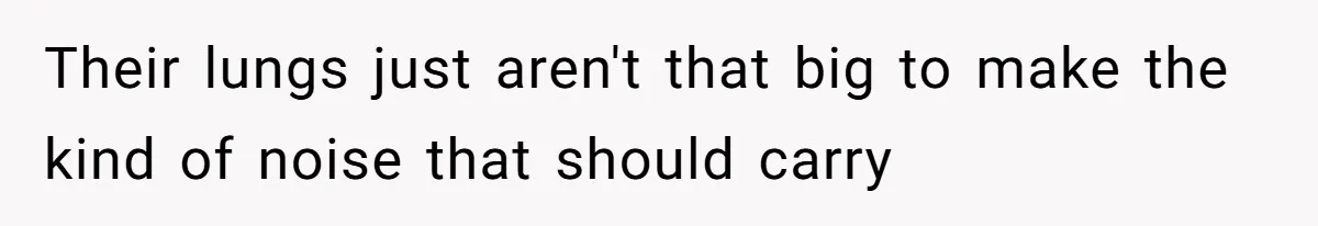 Doctor Files Noise Complaint Against New Mom Neighbor After Losing Sleep And Nearly Risking Her Career Their lungs just aren't that big to make the kind of noise that should carry