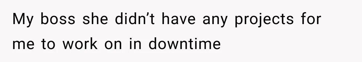 My boss she didn’t have any projects for me to work on in downtime