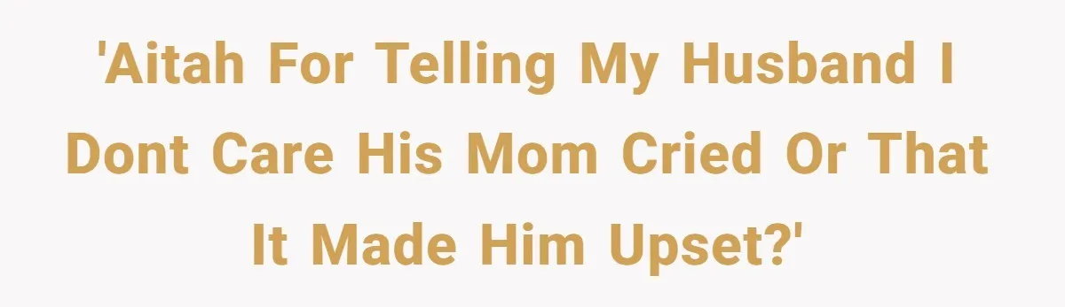 'AITAH for telling my husband I dont care his mom cried or that it made him upset?'