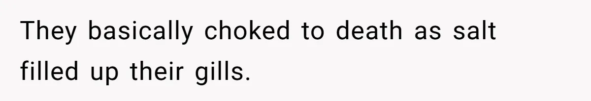 They basically choked to death as salt filled up their gills.