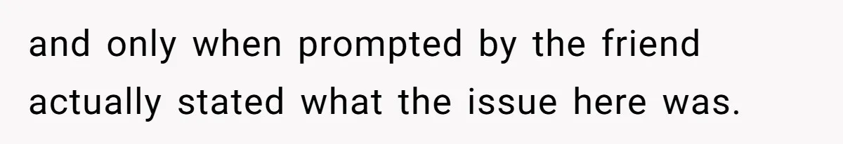 and only when prompted by the friend actually stated what the issue here was.