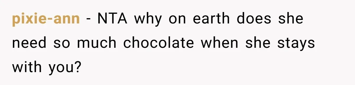 pixie-ann − NTA why on earth does she need so much chocolate when she stays with you?