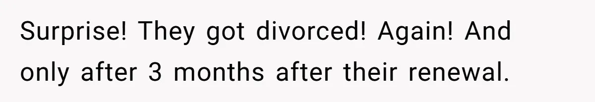 Surprise! They got divorced! Again! And only after 3 months after their renewal.