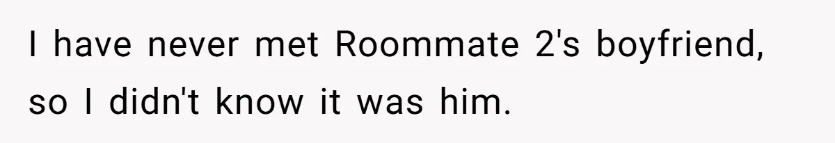 I have never met Roommate 2's boyfriend, so I didn't know it was him.