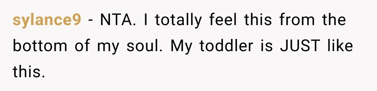 sylance9 − NTA. I totally feel this from the bottom of my soul. My toddler is JUST like this.