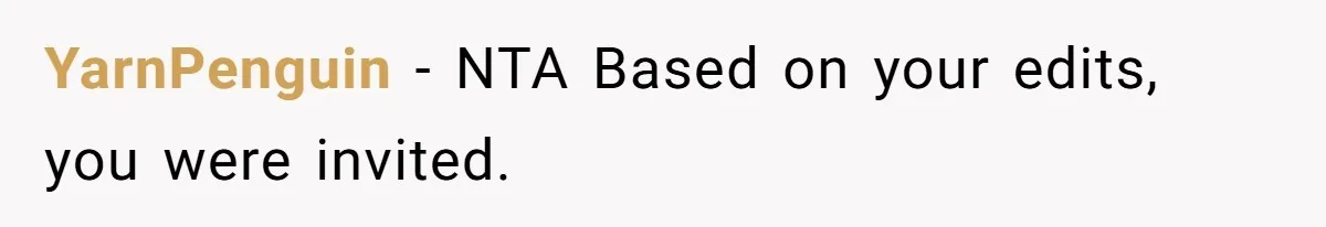 YarnPenguin − NTA Based on your edits, you were invited.