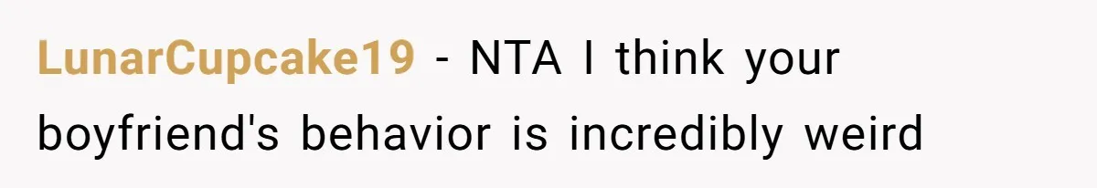 LunarCupcake19 − NTA I think your boyfriend's behavior is incredibly weird