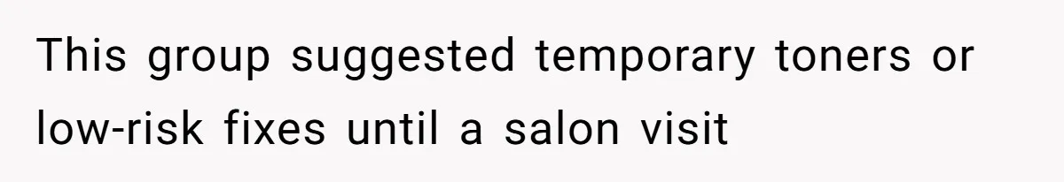 This group suggested temporary toners or low-risk fixes until a salon visit