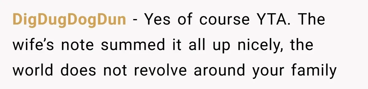 Man Drives To Friend’s House For Toddler’s Toy, Gets Accused Of “Barging In” DigDugDogDun − Yes of course YTA. The wife’s note summed it all up nicely, the world does not revolve around your family