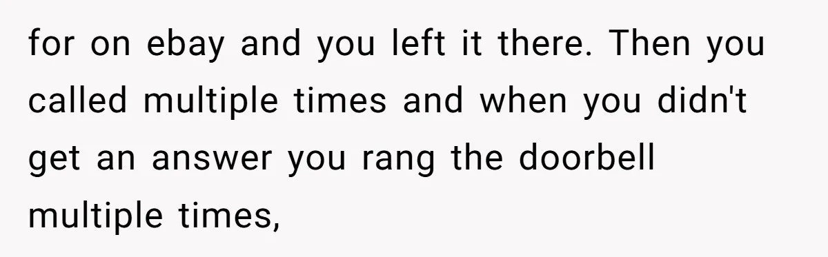 Man Drives To Friend’s House For Toddler’s Toy, Gets Accused Of “Barging In” for on ebay and you left it there. Then you called multiple times and when you didn't get an answer you rang the doorbell multiple times,