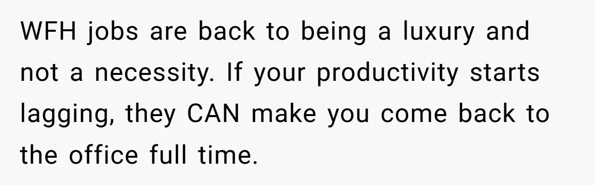 Man Drives To Friend’s House For Toddler’s Toy, Gets Accused Of “Barging In” WFH jobs are back to being a luxury and not a necessity. If your productivity starts lagging, they CAN make you come back to the office full time.