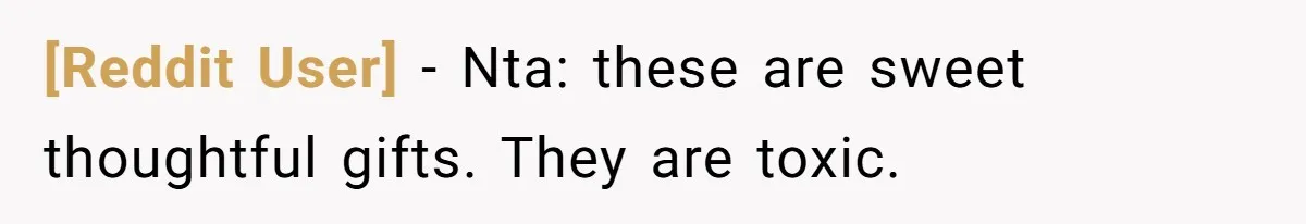 [Reddit User] − Nta: these are sweet thoughtful gifts. They are toxic.