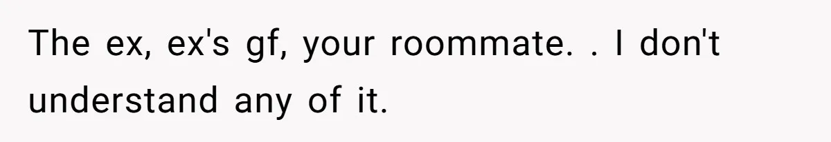 The ex, ex's gf, your roommate. . I don't understand any of it.