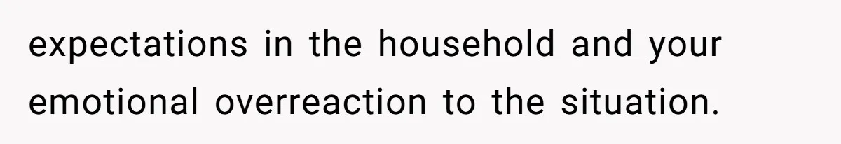 expectations in the household and your emotional overreaction to the situation.