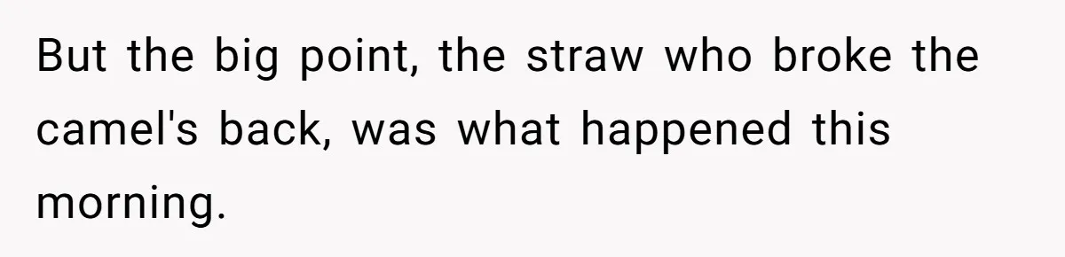 But the big point, the straw who broke the camel's back, was what happened this morning.