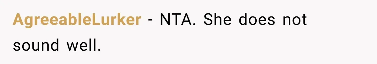 AgreeableLurker − NTA. She does not sound well.