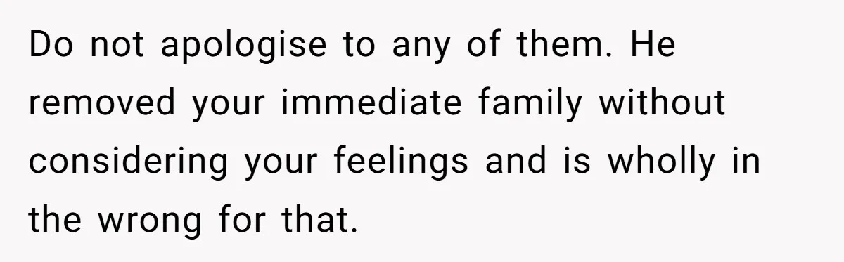 Bride Loses It After Fiancé Takes Control Of Wedding Guest List And Disinvites Her Stepsisters Do not apologise to any of them. He removed your immediate family without considering your feelings and is wholly in the wrong for that.