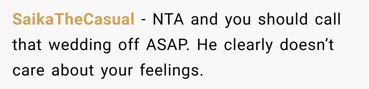 Bride Loses It After Fiancé Takes Control Of Wedding Guest List And Disinvites Her Stepsisters SaikaTheCasual − NTA and you should call that wedding off ASAP. He clearly doesn’t care about your feelings.