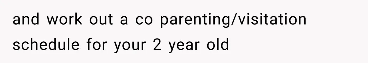 and work out a co parenting/visitation schedule for your 2 year old